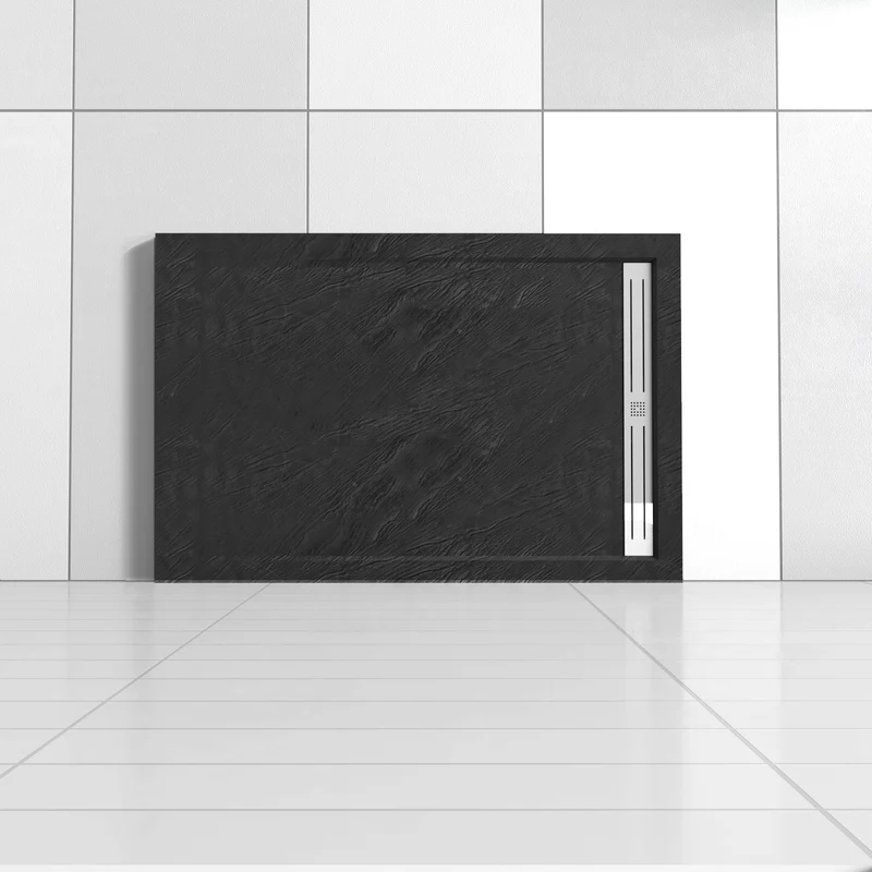 Océan receveur de douche à poser extra-plat - Noir avec le tuyau +siphon