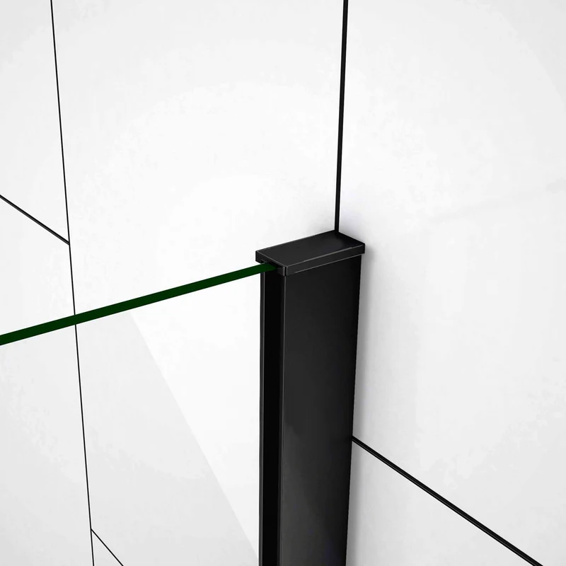 Paroi de douche Chromé / Noire en 8mm verre avec vitrification nano(anticalcaire) livrée avec une barre standard 90cm