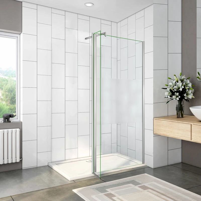 Océan Paroi de douche en verre bande central dépoli avec volet pivotant 30x200cm modèle d' Itaroi avec une barre 70-120cm