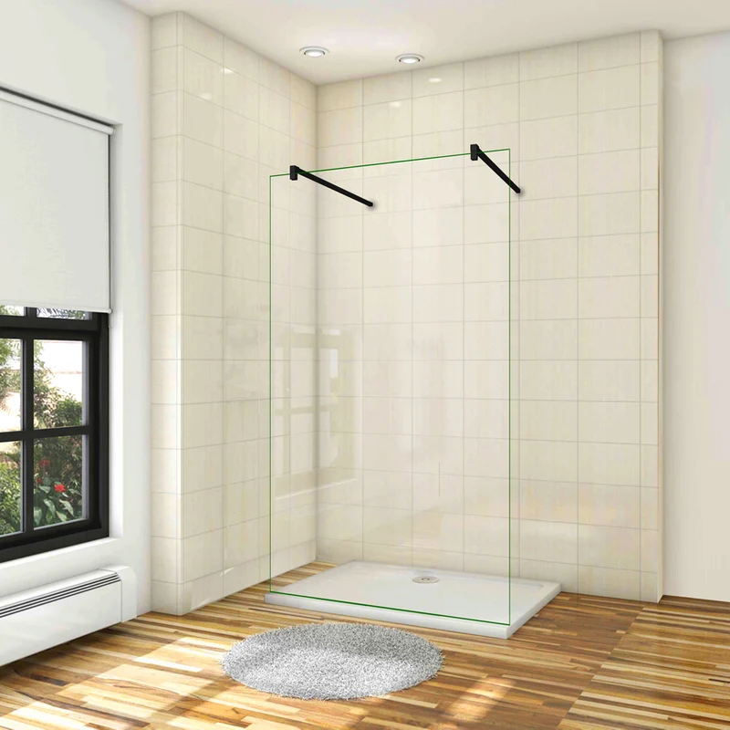 Océan Paroi de douche 78-158 x200cm paroi de douche à l'italienne avec les 2 barres de stabilisations noire