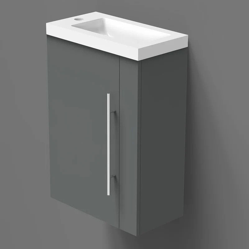 Meuble de salle de bain, meuble sous vasque à suspendre, meuble de rangement MDF 45cm, livrée avec vasque Blanc / Bois clair