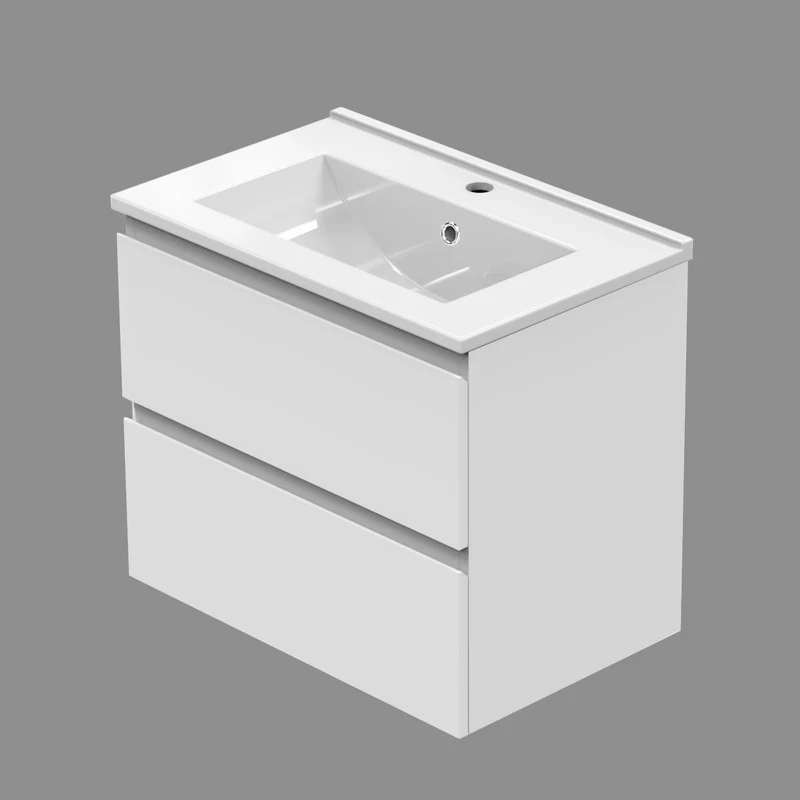 Meuble de salle de bain, sous vasque à suspendre, meuble de rangement MDF à tiroirs avec vasque intégrée, poignée incorporée 50cm 60cm