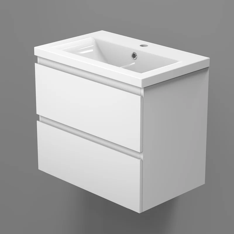 Meuble de salle de bain, sous vasque à suspendre, meuble de rangement MDF à tiroirs avec vasque intégrée, poignée incorporée 50cm 60cm