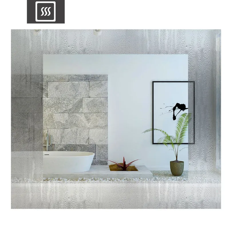 Miroir de salle de bain à 2 touches tactiles, avec fonction LED et anti-buée