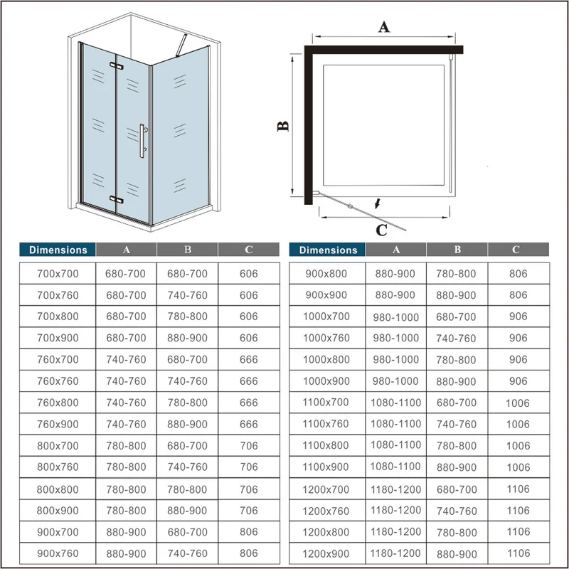 Océan Cabine de douche 195cm en 6mm verre anticalcaire modèle de Vécoutis