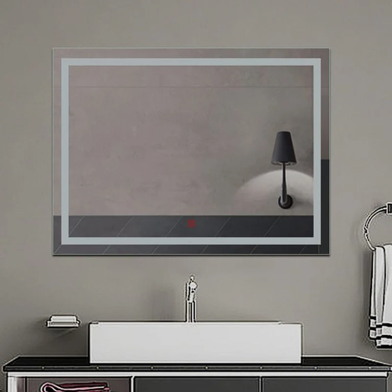 Miroir Led Anti-buée 120x80cm Miroir De Salle De Bain Modèle Classique