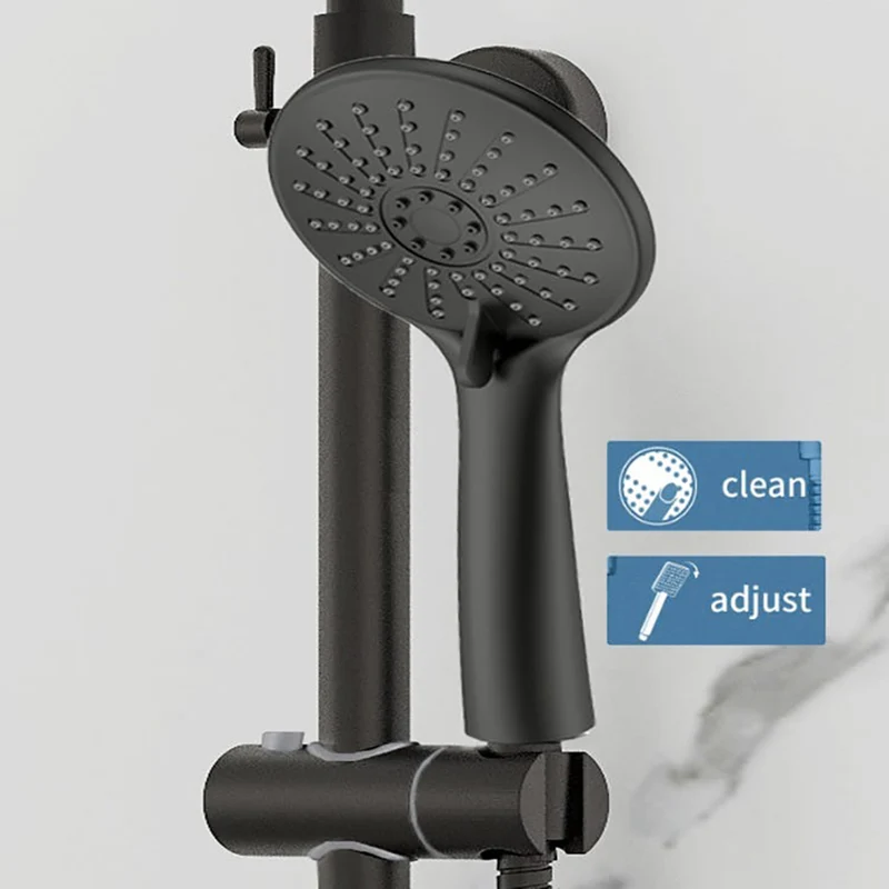 Colonne de douche thermostatique Système de douche Ensemble de douche avec 3 douchettes Douchette à main Ensemble de douche réglable noir mat