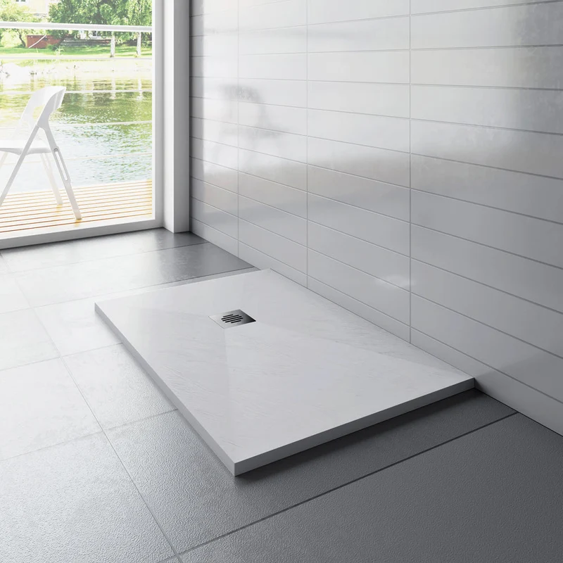 Océan receveur de douche à poser extra-plat - Blanc, avec le tuyau +siphon