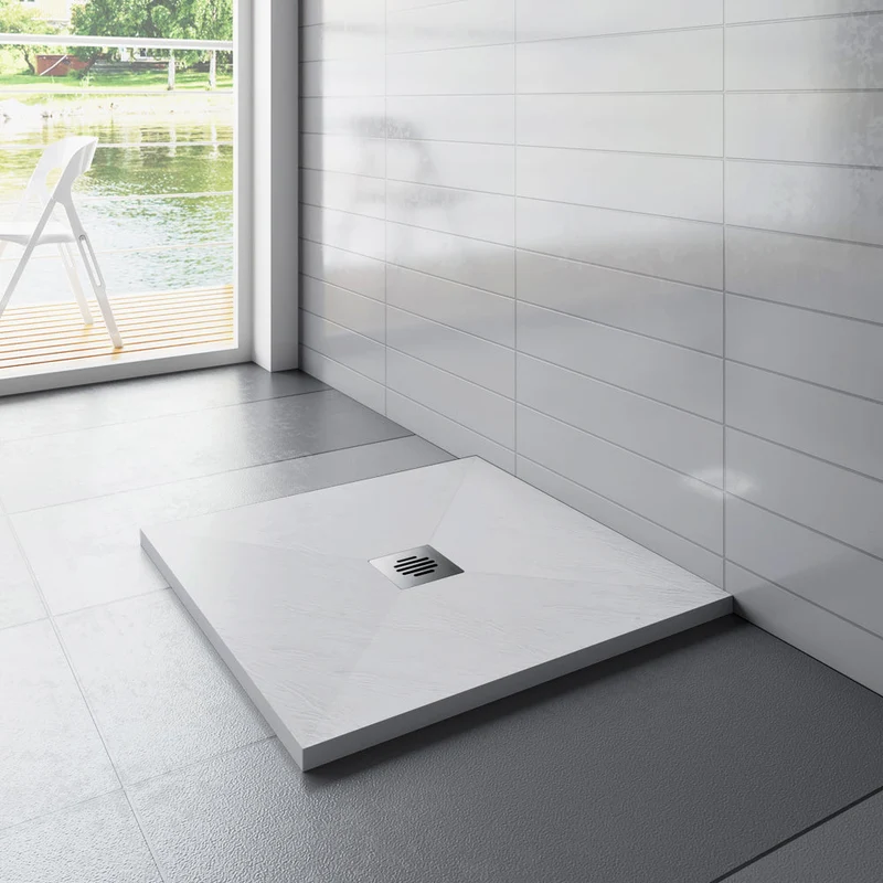 Océan receveur de douche à poser extra-plat - Blanc, avec le tuyau +siphon