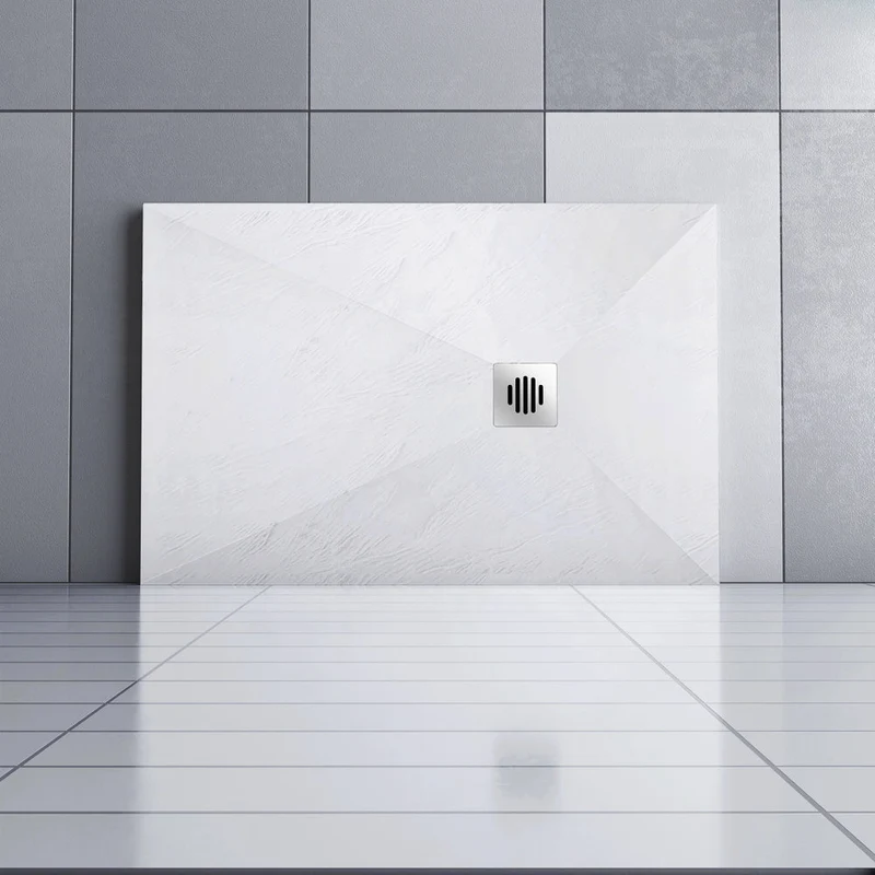 Océan receveur de douche à poser extra-plat - Blanc, avec le tuyau +siphon