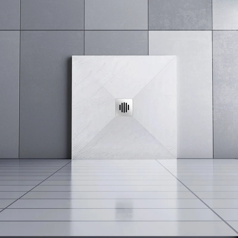 Océan receveur de douche à poser extra-plat - Blanc, avec le tuyau +siphon