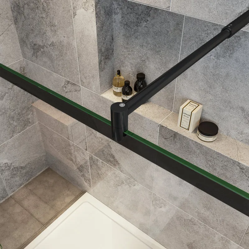 paroi de douche l'accès des deux côtés douche à l'italienne avec 2 barres extensibles ronds