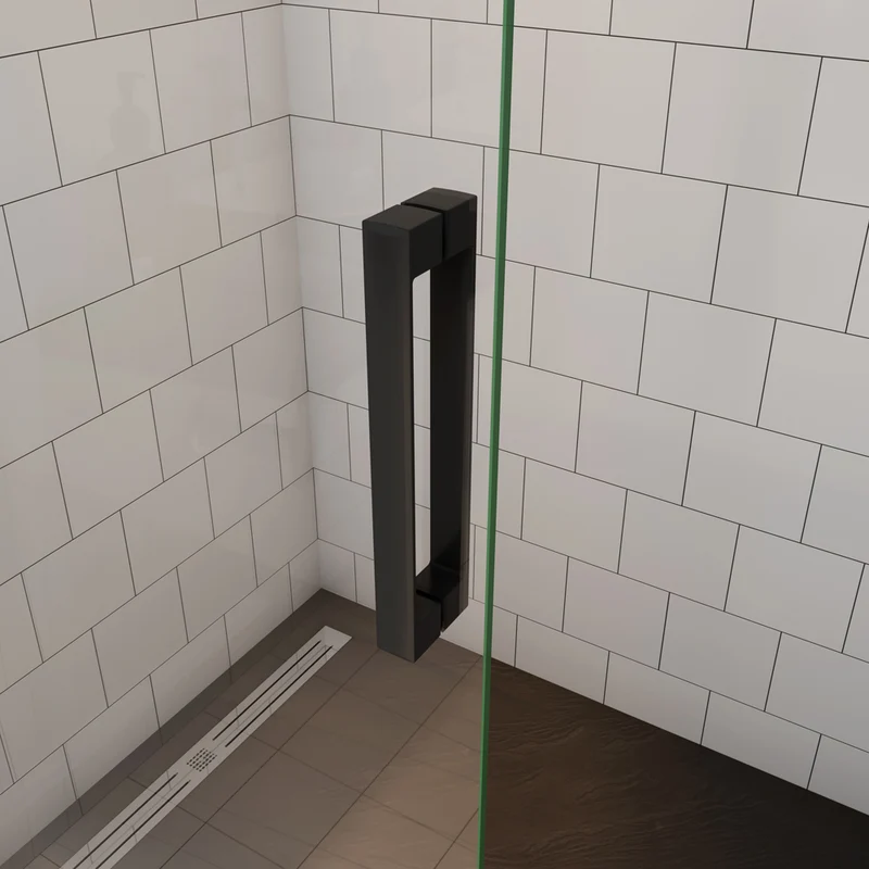 Ocean porte de douche pivotante avec un élément fixe Profilé noir mat Hauteur 200cm