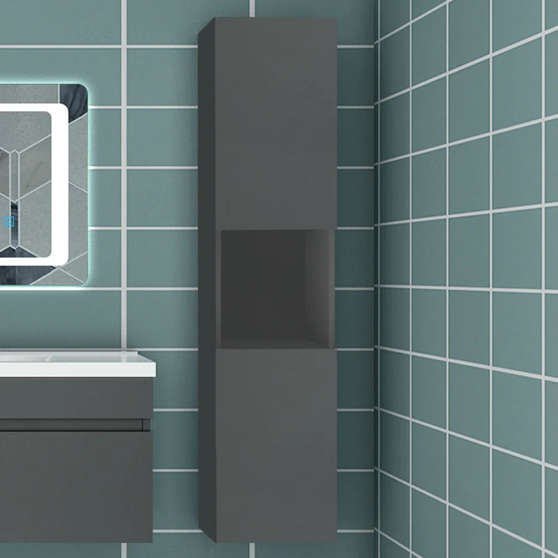 83/110/135,1cm Colonne salle de bain anthracite, Armoire haute étagère de rangement, Meuble de salle de bain