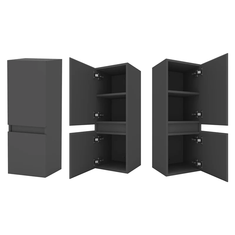 83/110/135,1cm Colonne salle de bain anthracite, Armoire haute étagère de rangement, Meuble de salle de bain