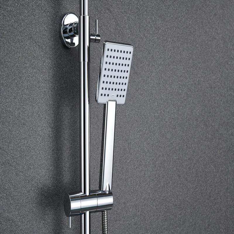 Océan sanitaire Colonne de Douche Thermostatique Ensemble de Double Tête Exposé Valve 200mm Argent Carré