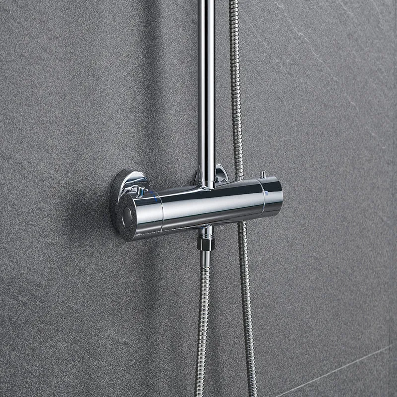 Océan sanitaire Colonne de Douche Thermostatique Ensemble de Double Tête Exposé Valve 200mm Argent Carré