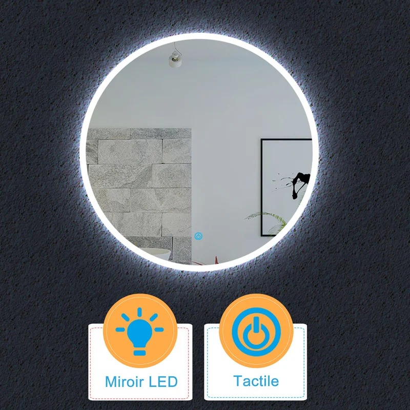Ocean Miroir rond salle de bain anti-buée LED 60cm