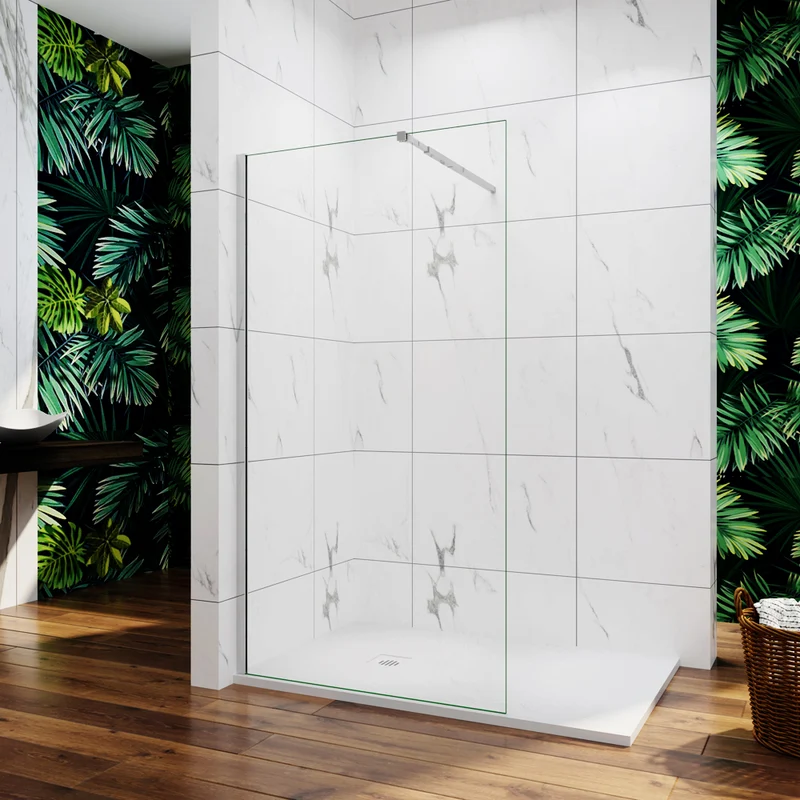 Paroi de douche en 10mm verre avec vitrification nano anticalcaire livré avec une barre de extensible 73-120cm