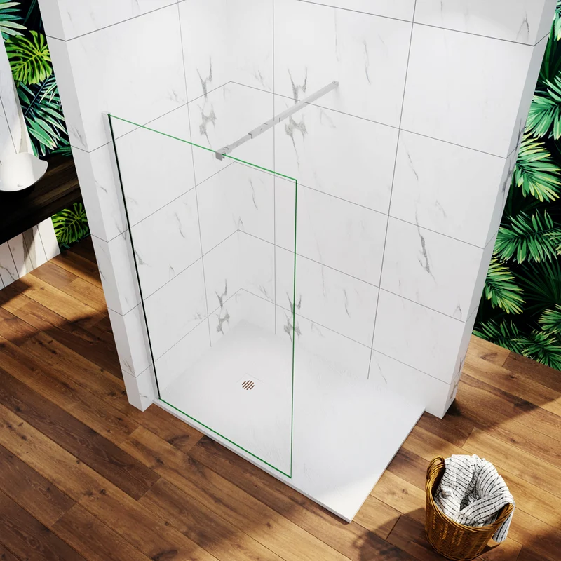 Paroi de douche en 10mm verre avec vitrification nano anticalcaire livré avec une barre de extensible 73-120cm