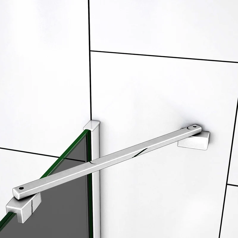 Paroi de douche verre anti-calcaire fumé 100x200cm avec une barre de stabilisation 45cm