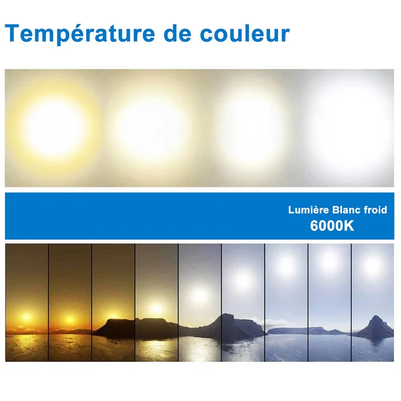 Ocean Miroir salle de bain LED avec éclairag + miroir mural cosmétique lumineux + anti-buée + Horloge numérique et date + Vertical