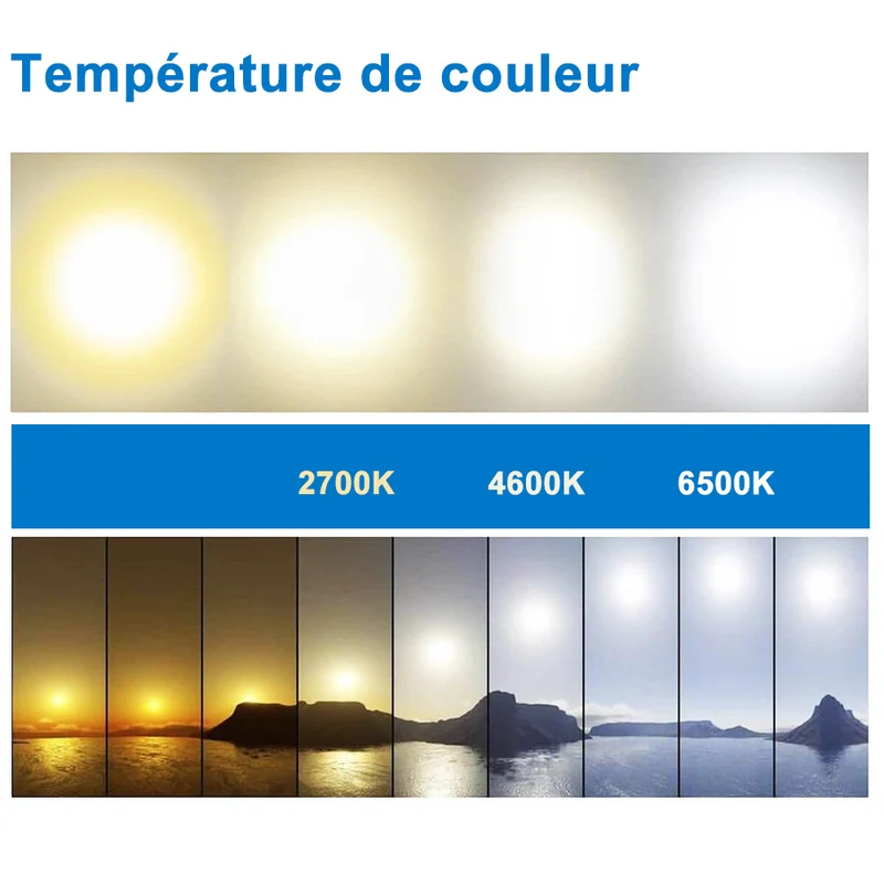 Ocean Miroir salle de bain LED avec éclairag + miroir mural cosmétique lumineux + 3couleurs LED réglables+ anti-buée + Bluetooth + miroir grossissant+Horzontal