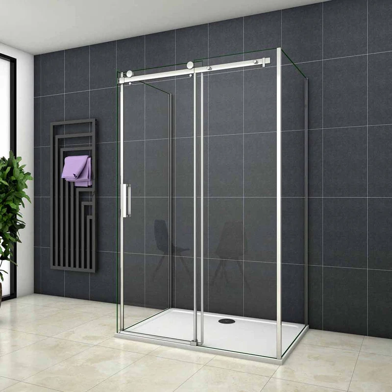 Cabine De Douche Coulissante en forme U une porte de douche avec 2 paroi latérales hauteur:195cm