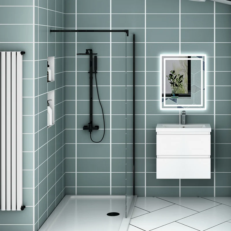 Meuble suspendu avec 2 tirois et vasque artificiel, Meuble couleur blanc mat /anthracite/couleur chêne