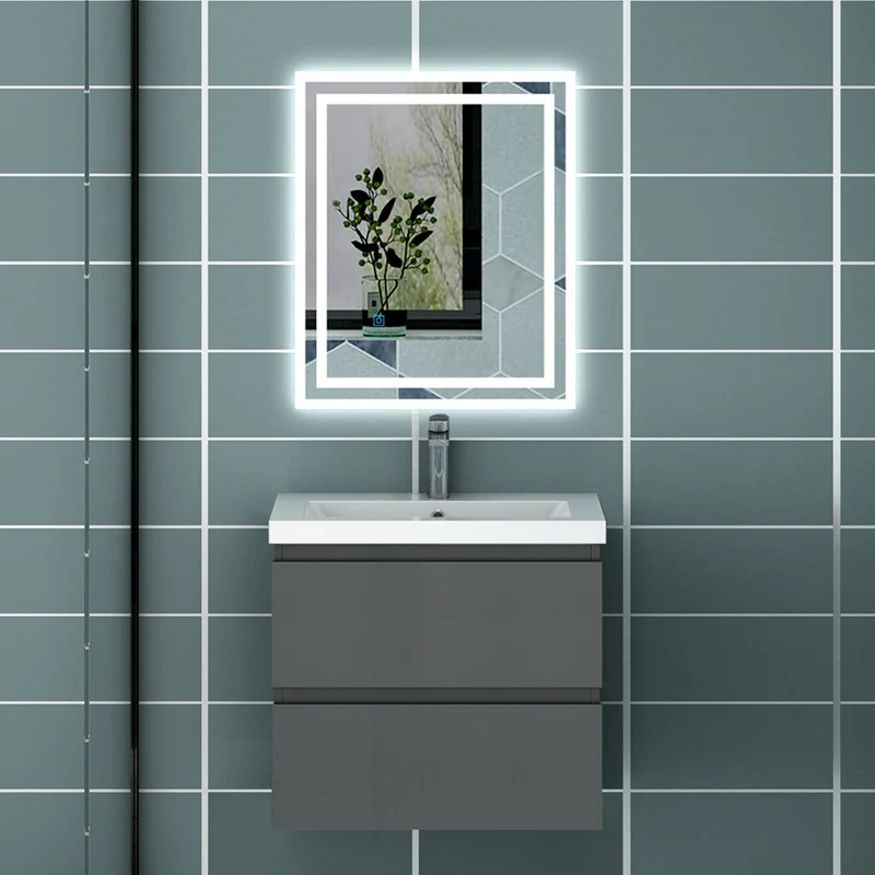 Meuble suspendu avec 2 tirois et vasque artificiel, Meuble couleur blanc mat /anthracite/couleur chêne