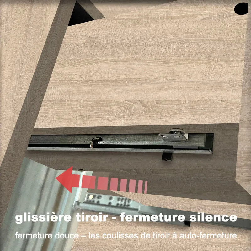 Meuble suspendu avec 2 tirois et vasque artificiel, Meuble couleur blanc mat /anthracite/couleur chêne