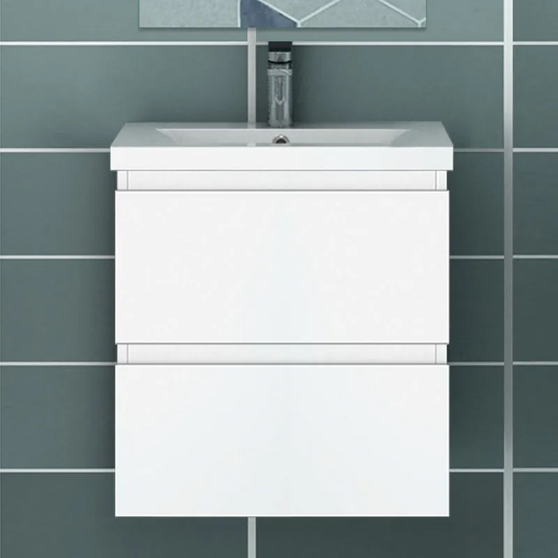 50cm Meuble salle de bain avec deux tiroirs et vasque artificielle