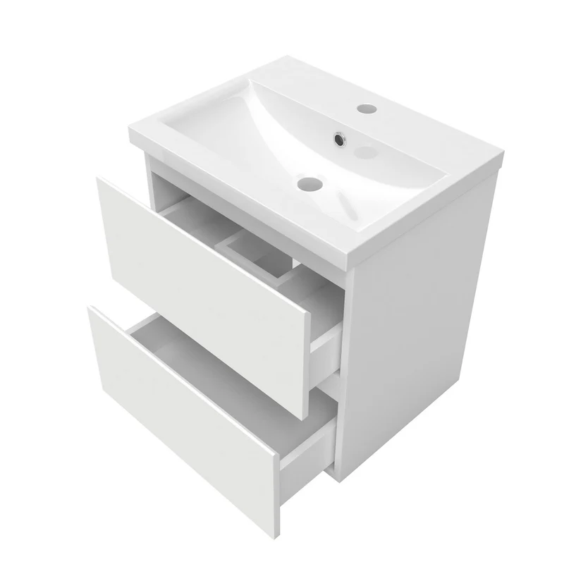 50cm Meuble salle de bain avec deux tiroirs et vasque artificielle