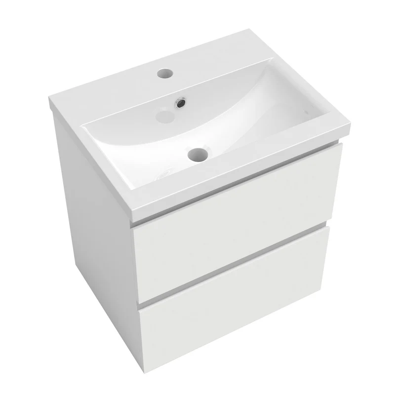 50cm Meuble salle de bain avec deux tiroirs et vasque artificielle