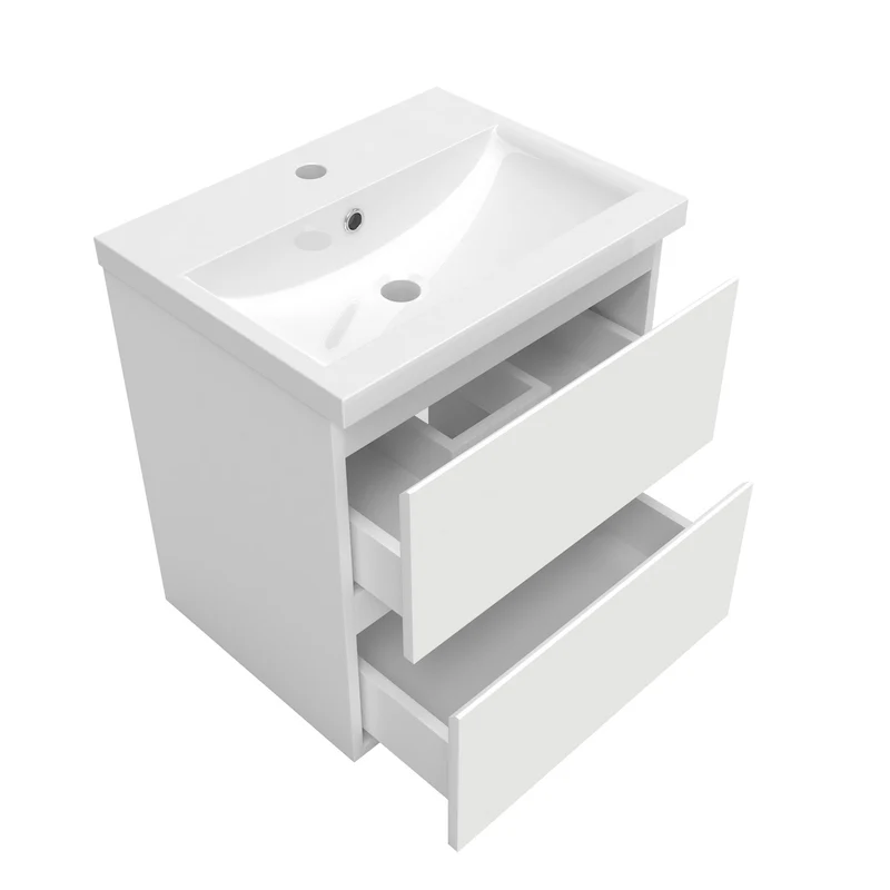 50cm Meuble salle de bain avec deux tiroirs et vasque artificielle