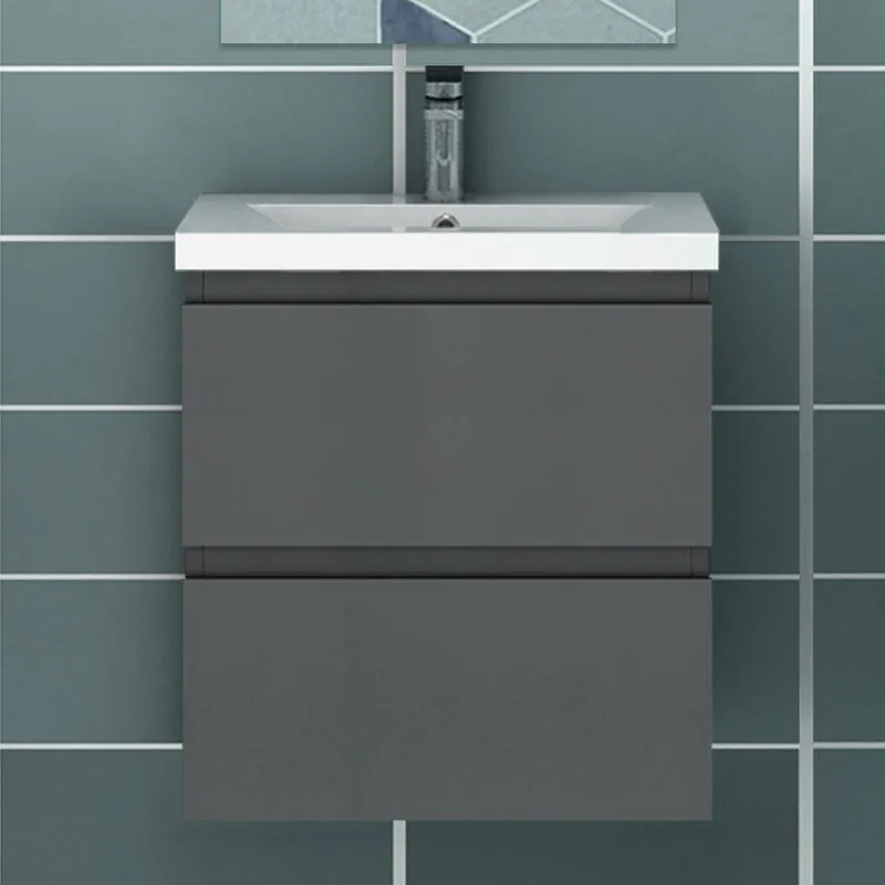 50cm Meuble salle de bain avec deux tiroirs et vasque artificielle