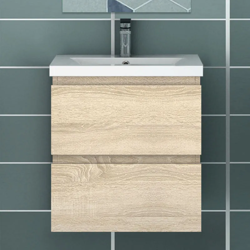 50cm Meuble salle de bain avec deux tiroirs et vasque artificielle