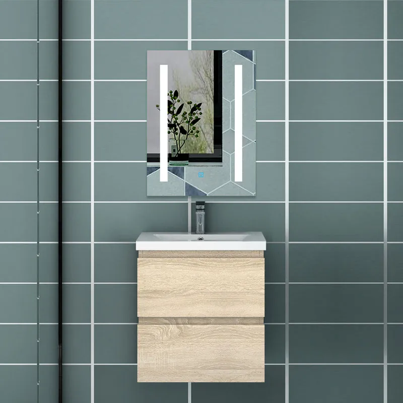 50cm Meuble salle de bain avec deux tiroirs et vasque artificielle