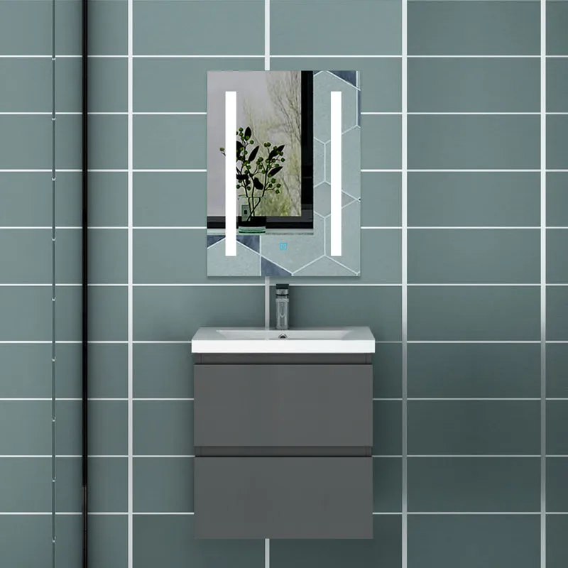 50cm Meuble salle de bain avec deux tiroirs et vasque artificielle