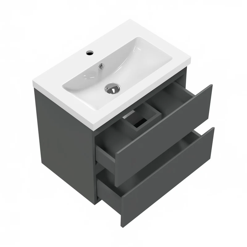 50cm Meuble salle de bain avec deux tiroirs et vasque artificielle