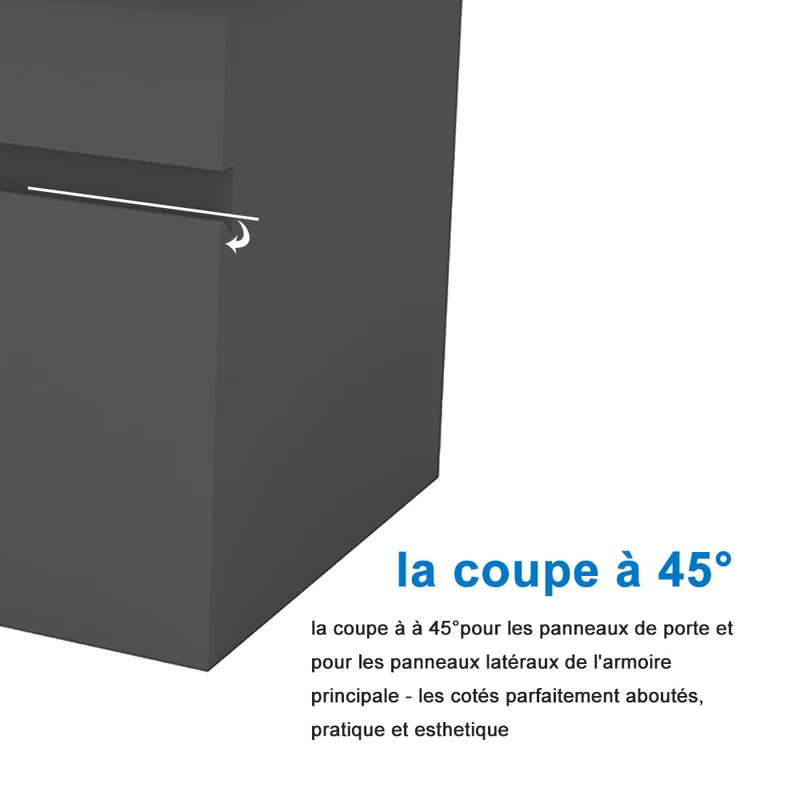 Meuble de salle de bain suspendu deux portes x double vasques, vasque en céramique.