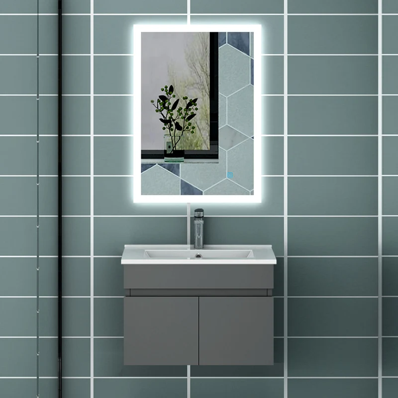 Meuble de salle de bain blanc mat sous lavabo suspendu avec deux portes et vasque en céramique