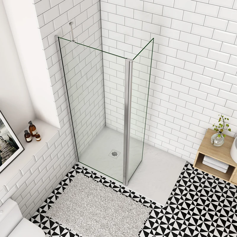 Océan paroi de douche 50-160cm + paroi latérale à l'italienne 50cm avec un retour pivotant et une barre stabilisateur 45cm