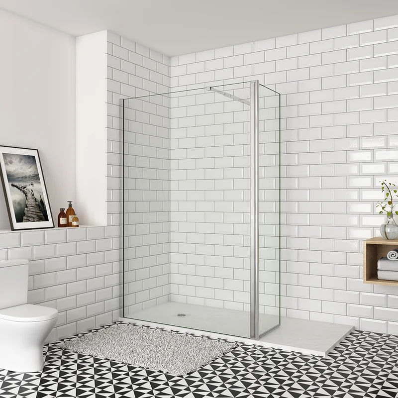 Océan paroi de douche 50-160cm + paroi latérale à l'italienne 50cm avec un retour pivotant et une barre stabilisateur extensible : 73-120cm