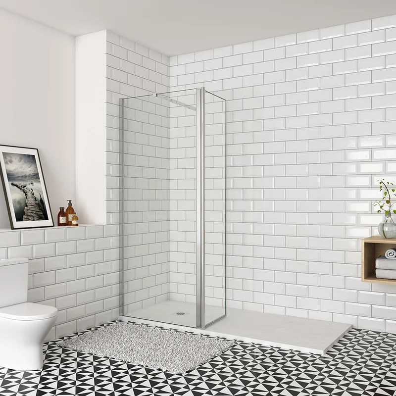 Océan paroi de douche 50-160cm + paroi latérale à l'italienne 50cm avec un retour pivotant et une barre stabilisateur extensible : 73-120cm