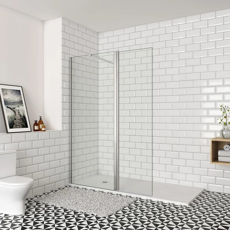 Océan paroi de douche 50-160cm + paroi latérale à l'italienne 50cm avec un retour pivotant et une barre stabilisateur extensible : 73-120cm