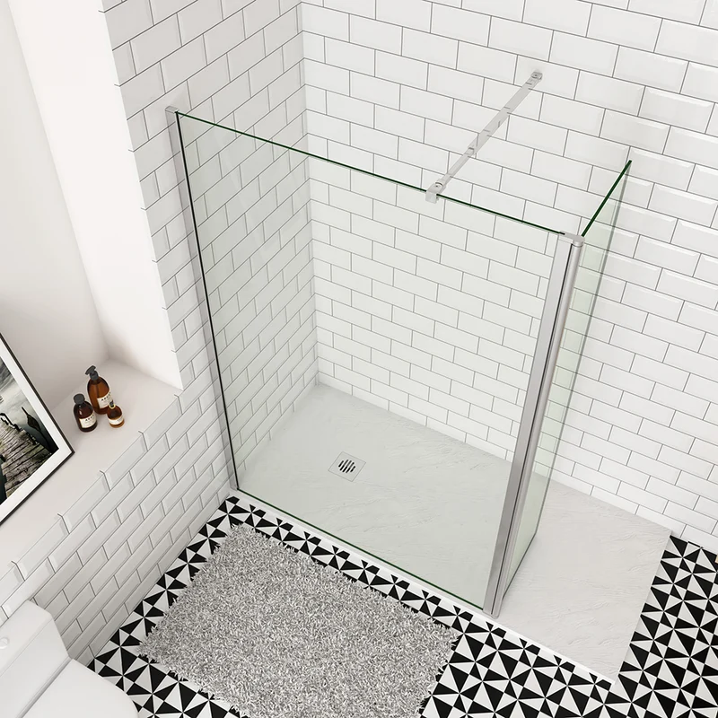 Océan paroi de douche 50-160cm + paroi latérale à l'italienne 50cm avec un retour pivotant et une barre stabilisateur extensible : 73-120cm