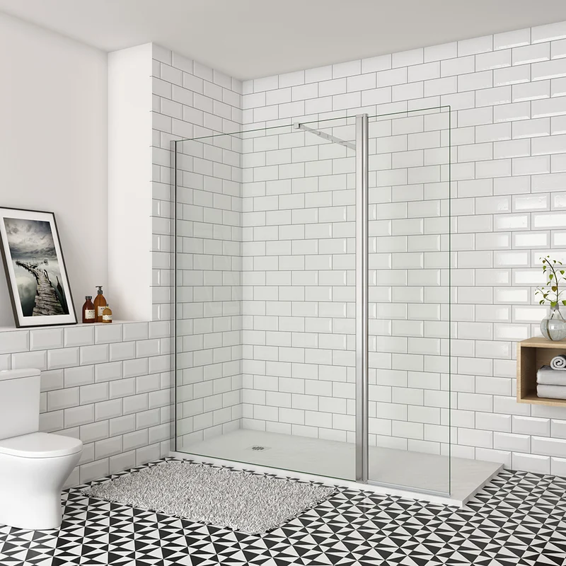 Océan paroi de douche 50-160cm + paroi latérale à l'italienne 50cm avec un retour pivotant et une barre stabilisateur extensible : 73-120cm