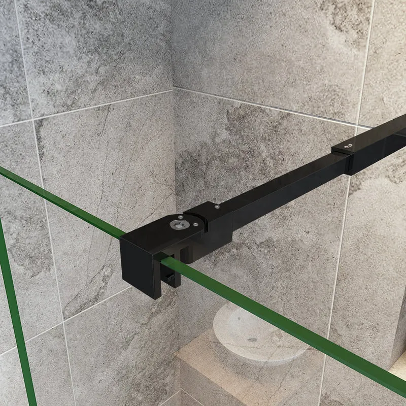 Océan Paroi de douche noire avec volet pivotant 30 / 40 cm modèle d' Itaroi avec une barre extensible 73-120cm