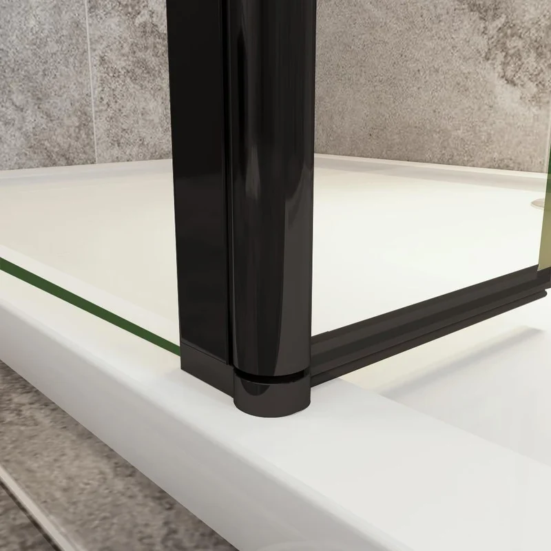 Océan Paroi de douche noire avec volet pivotant 30 / 40 cm modèle d' Itaroi avec une barre extensible 70-120cm